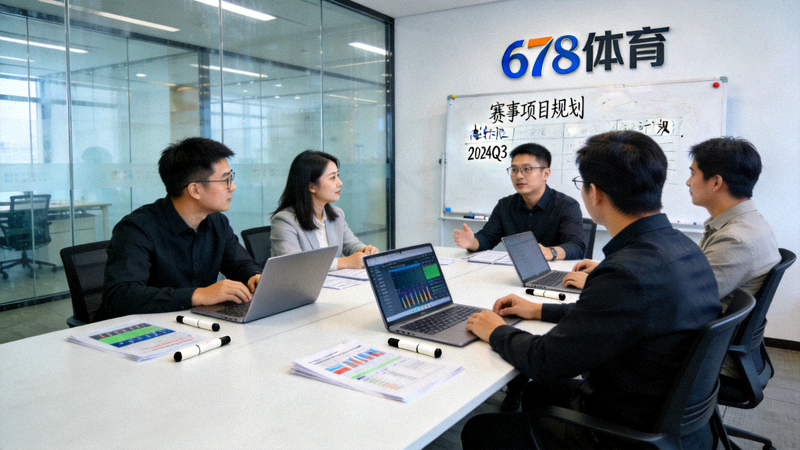 678体育团队会议场景 - 团队成员在现代化办公室中讨论体育赛事项目